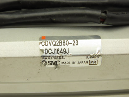 SMC CDVQ2B80-23-DCJ1649J Air Cylinder 80mm Bore 23mm Stroke w/Solenoid Valve 24V
