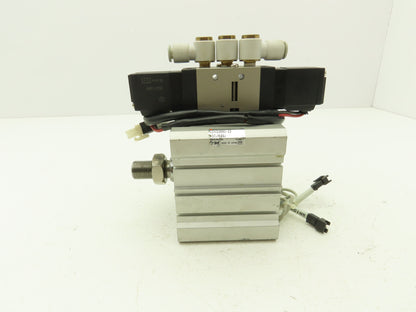 SMC CDVQ2B80-23-DCJ1649J Air Cylinder 80mm Bore 23mm Stroke w/Solenoid Valve 24V