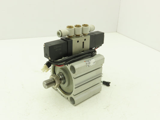 SMC CDVQ2B80-23-DCJ1649J Air Cylinder 80mm Bore 23mm Stroke w/Solenoid Valve 24V