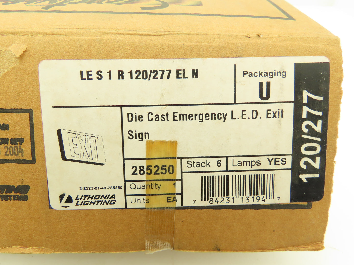 Lithonia Lighting 285250 Brushed Aluminum Red LED Emergency Exit Sign 120/277VAC