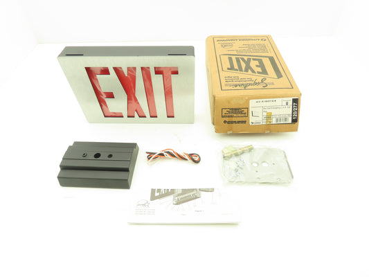 Lithonia Lighting 285250 Brushed Aluminum Red LED Emergency Exit Sign 120/277VAC