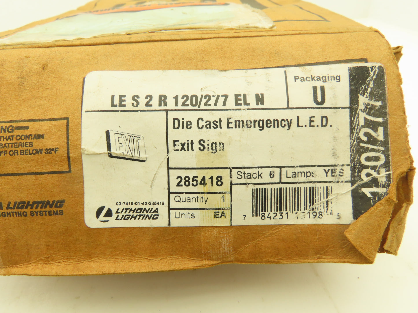 Lithonia Lighting 285418 Brushed Aluminum Red LED Emergency Exit Sign 120/277VAC