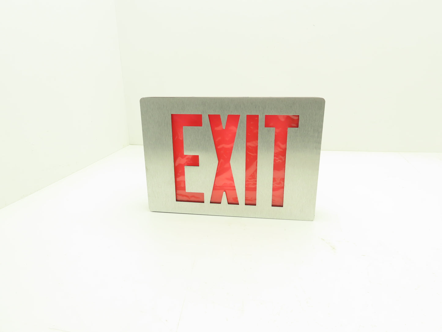 Lithonia Lighting 285418 Brushed Aluminum Red LED Emergency Exit Sign 120/277VAC