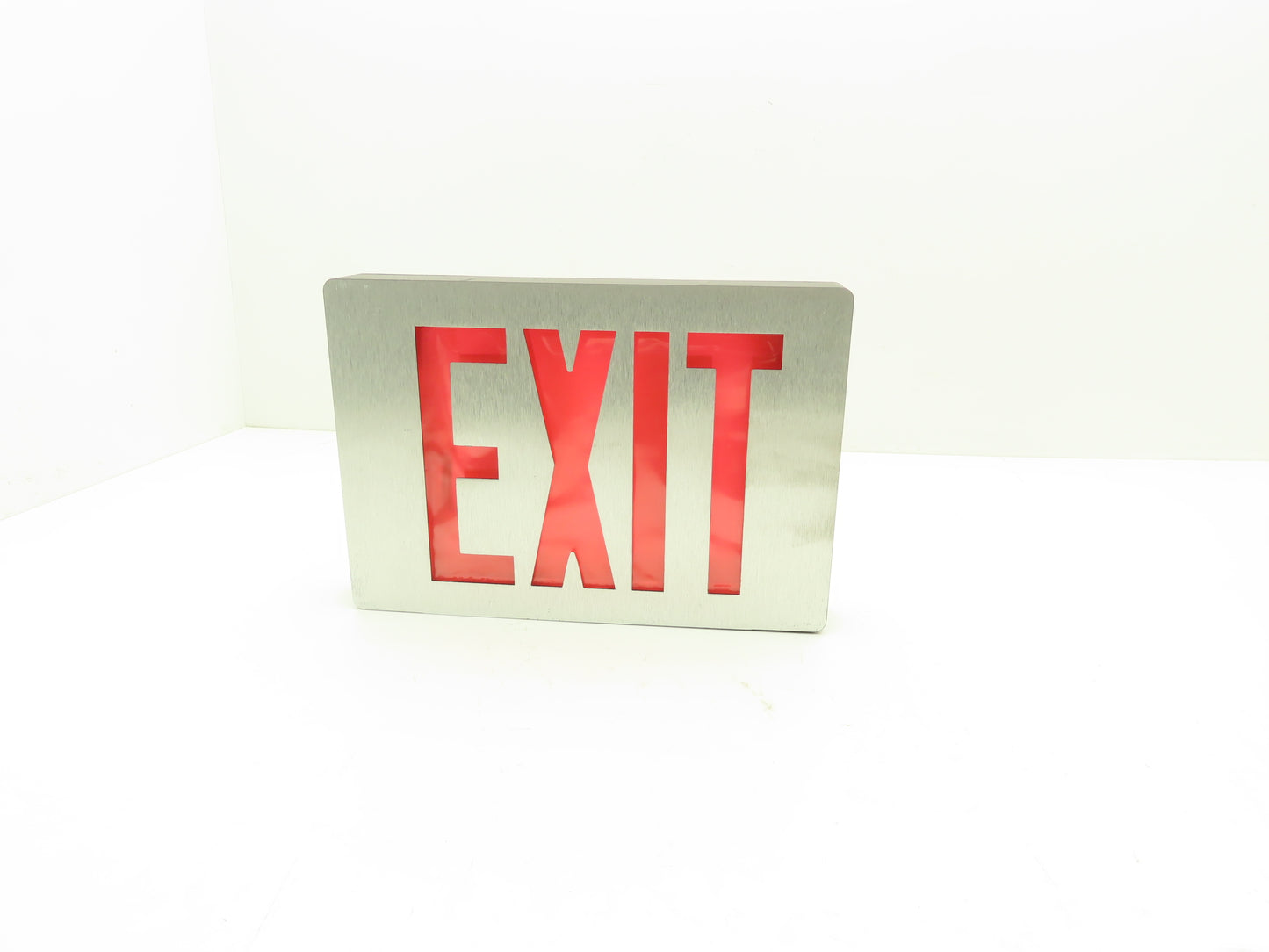 Lithonia Lighting 285418 Brushed Aluminum Red LED Emergency Exit Sign 120/277VAC