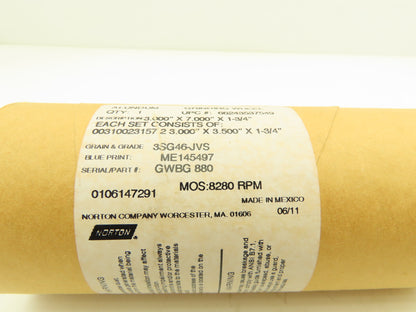 Norton GWBG-880 Alundum 3SG46-JVS Grinding Wheel 1.75"OD x 2.0"L x 1"ID Lot of 2