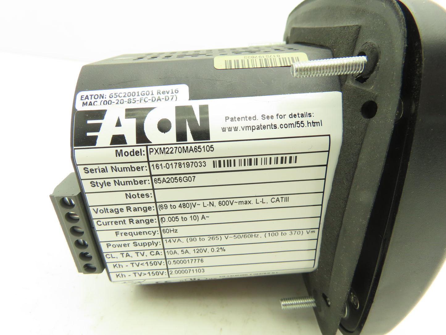 Eaton PXM 2000 Power Xpert Meter w/65C2001G01 10/100BaseT Ethernet Communication