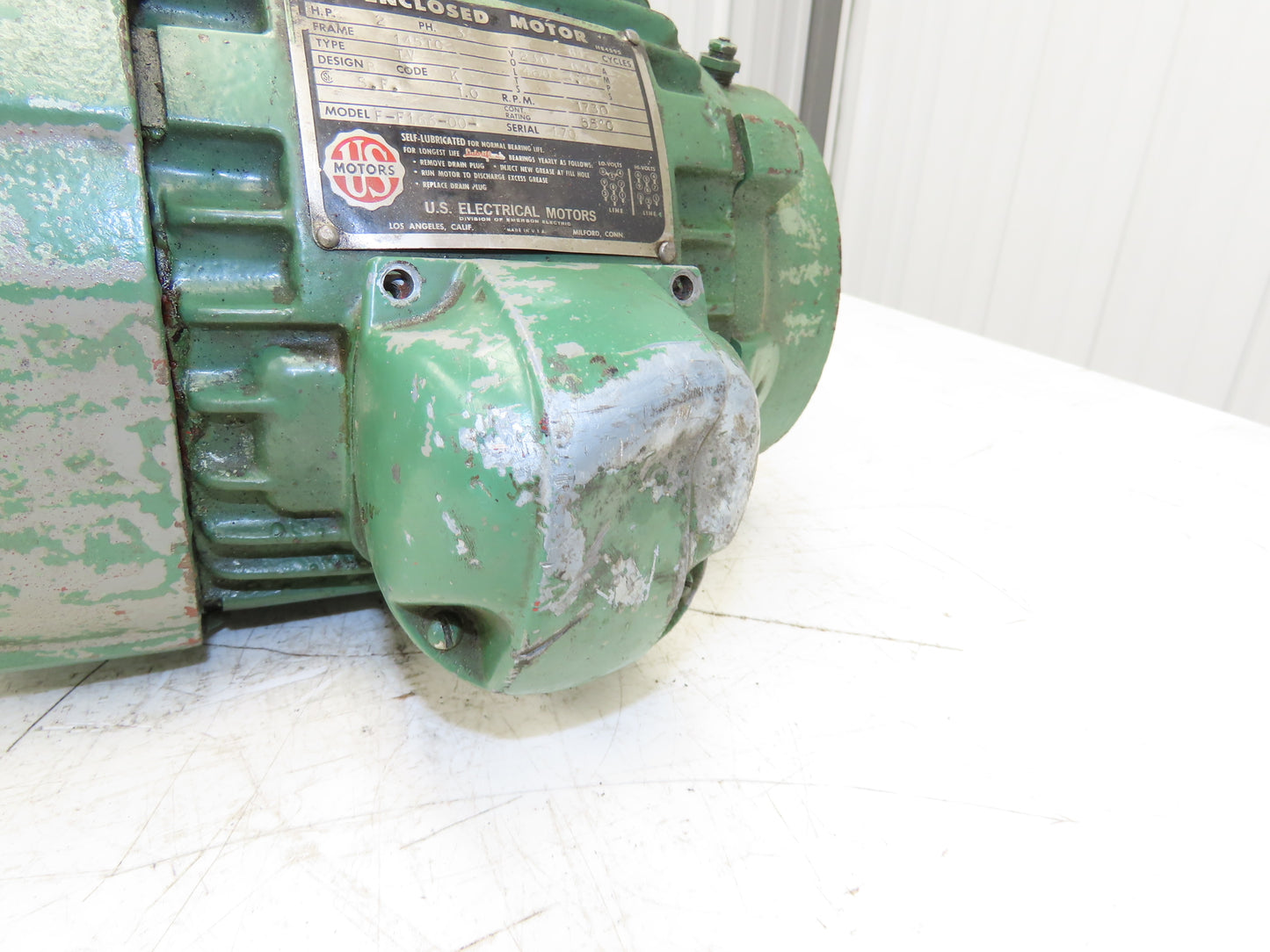 US Motors F-F166-00 AC Motor 2Hp 1730rpm 230/460V 60Hz 3Ph 145TC Frame