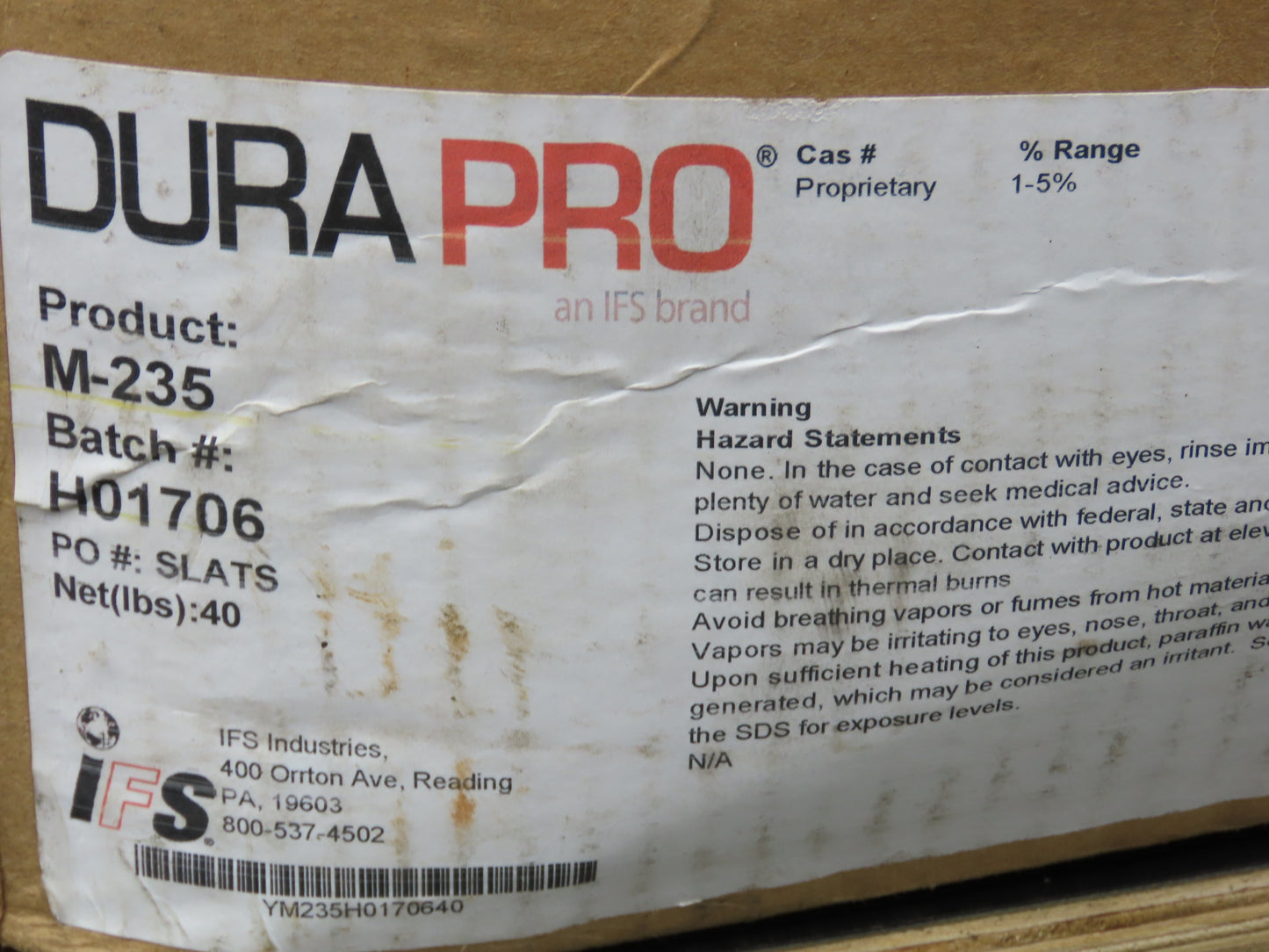 IFS Dura Pro M-235 Hot Melt Glue Chips/Slats Pellets  Bulk Lot 230 Lbs