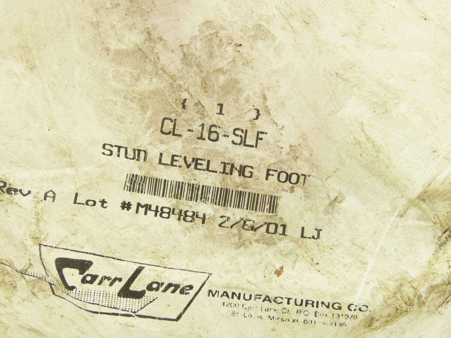 Carr Lane CL-16-SLF Stud Leveling Foot Zink Plated 4" Pad 1" Stud Lot of 4