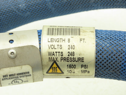 Nordson 274793 Hot Melt Adhesive Glue Dispenser Hose 8' Length 1500psi 240V