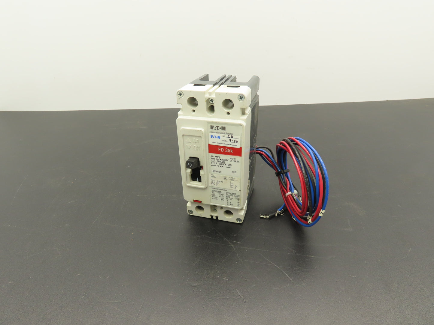 Eaton FD2020 FD 35k 20A Circuit Breaker Style 6639C81G85 600VAC 250VDC 2 Pole