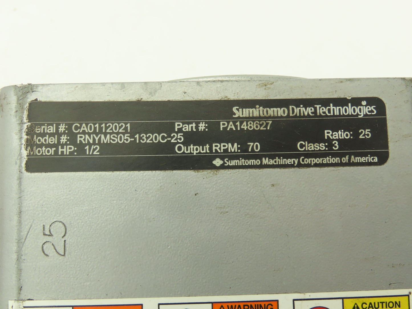 Sumitomo RNYMS05-1320C-25 Gearmotor 25:1 Ratio .5Hp 70rpm 3PH Hollow Shaft