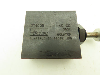 Parker GT400 S V 40 ED Hydraulic Guage Isolator Valve Block 1/4"NPT