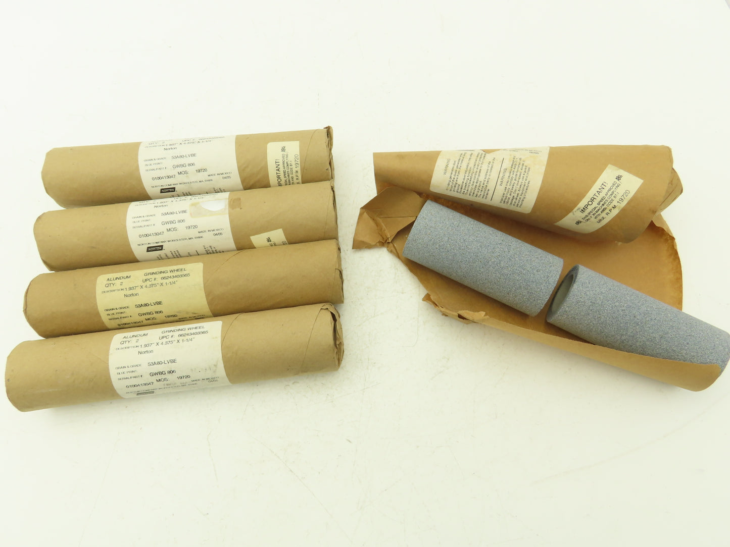 Norton GWBG806 Alundum Grinding Wheel 1.937" x 4.375 x 1-1/4" Lot of 10 Wheels