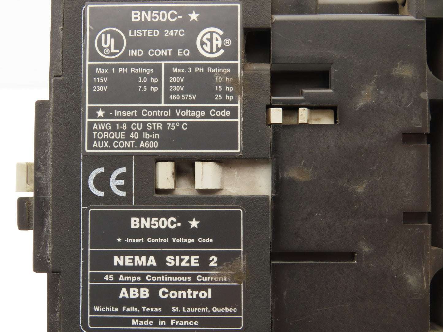 Allen Bradley BN50C Non Reversing Contactors/Reversing 25Hp W Thermal Overload