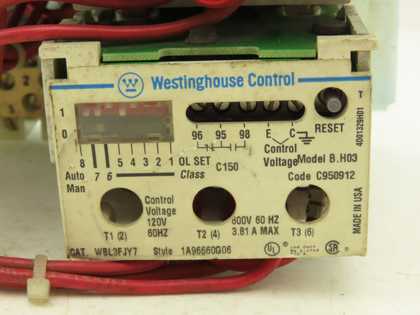Westinghouse Control W210MLCFCY7 Advantage Reversing Contactor Assy 3Ph 2Hp