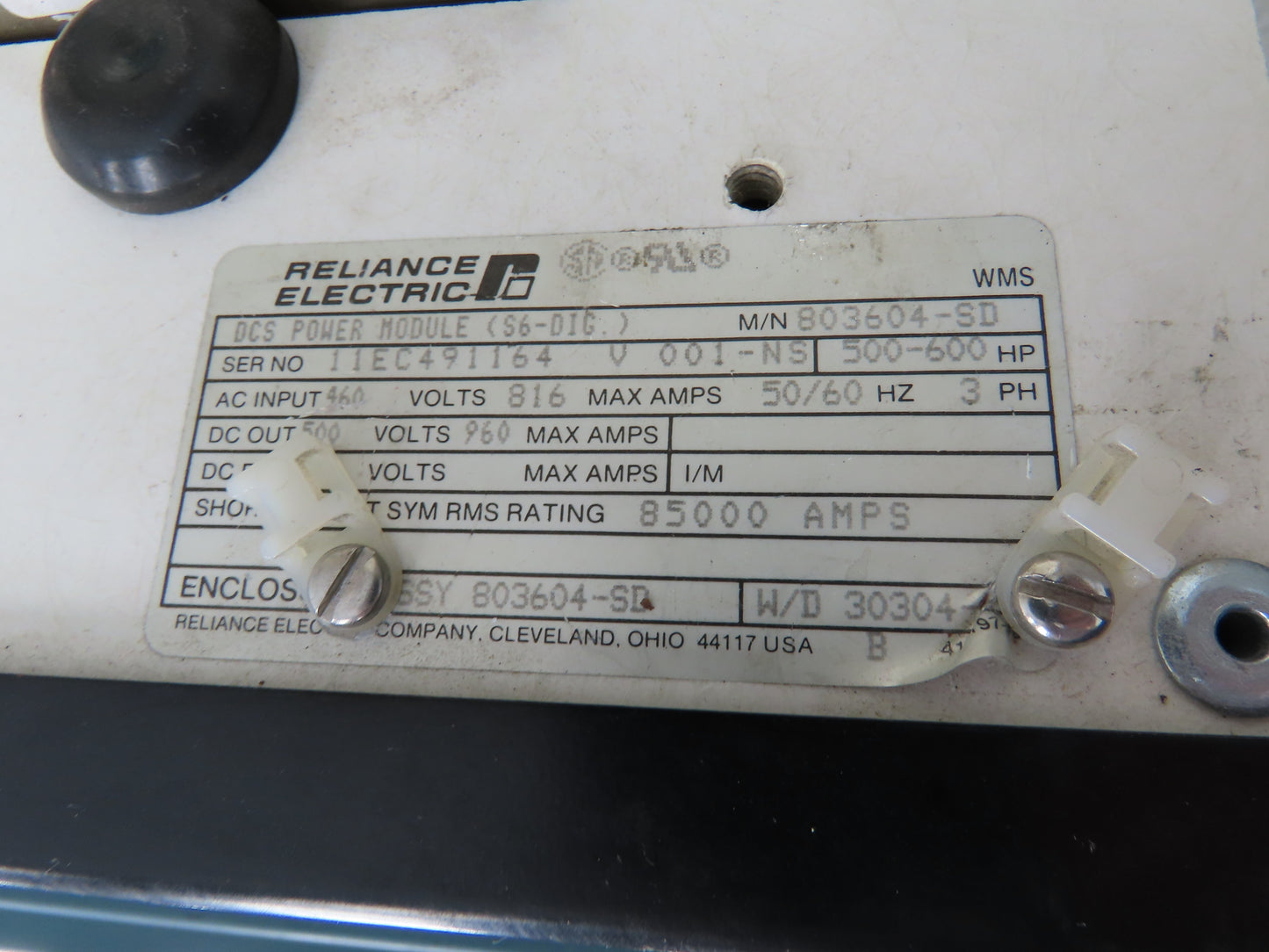 Reliance Electric 803604-SD DCS Power Supply Module Drive 460VAC In 500VDC Out