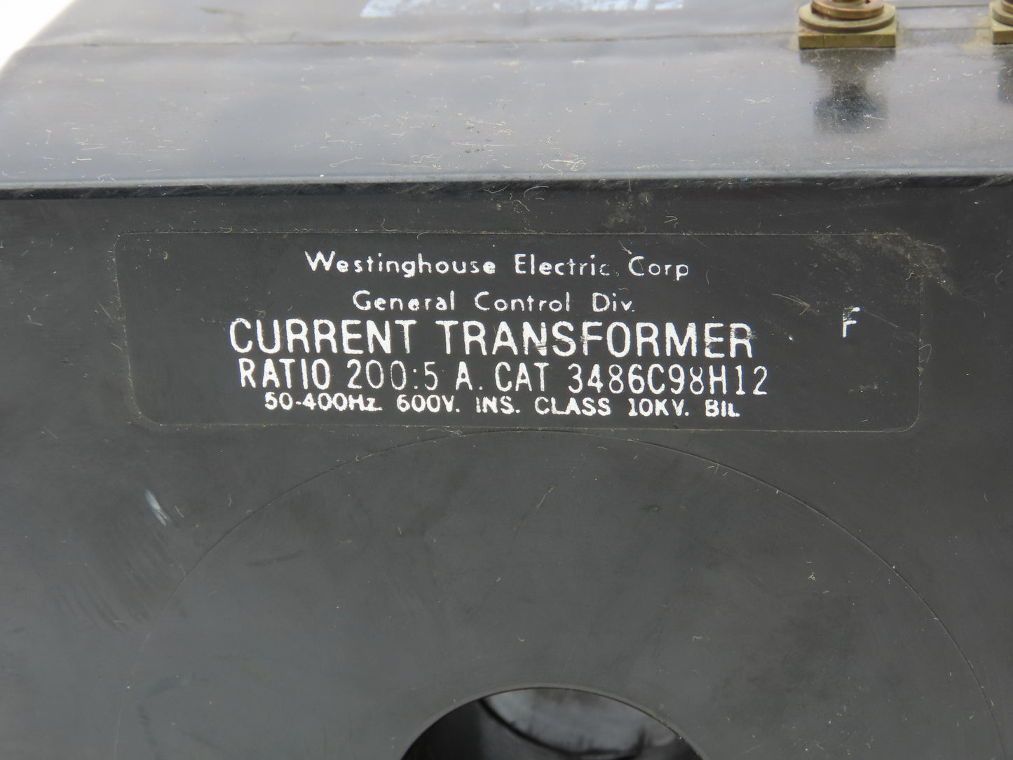 Westinghouse 3486C98H12 Current Transformer 200:5 Ratio 600V 50-400 Hz 10kV