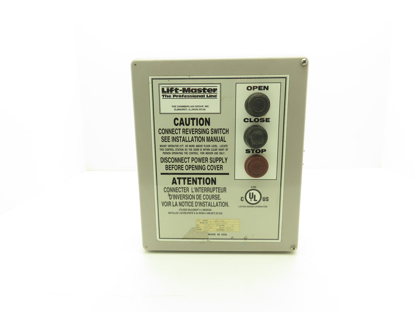 Liftmaster EGJ5043M Overhead Door Operator 1/2 Hp 140 Ft. Lb./Sec 460V 3Ph