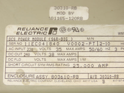 Reliance Electric 803610-RB DC Power Supply Module Drive 230VAC In 240VDC Out