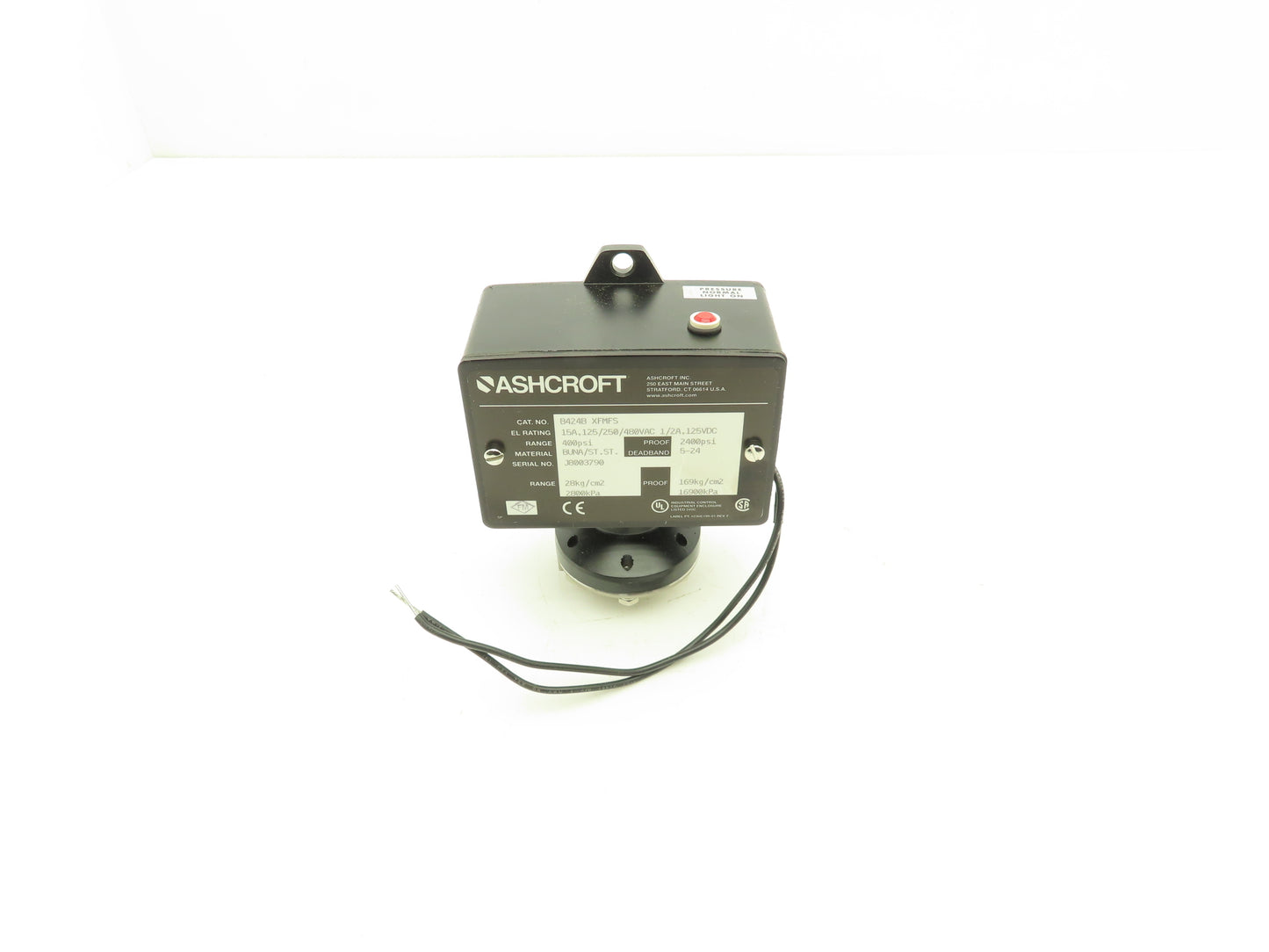 Ashcroft B424B XFMFS Pressure Switch 0-400 PSI 125/250/480VAC Set at 65PSI