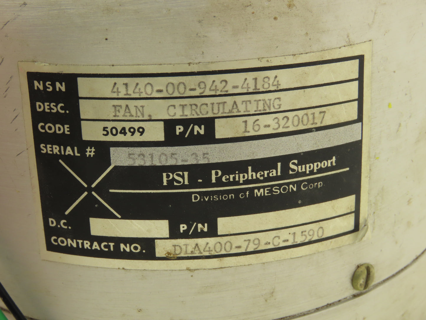 PSI Peripheral 16-320017 Circulating Fan Vacuum Blower Motor 115V 1.25"Tube