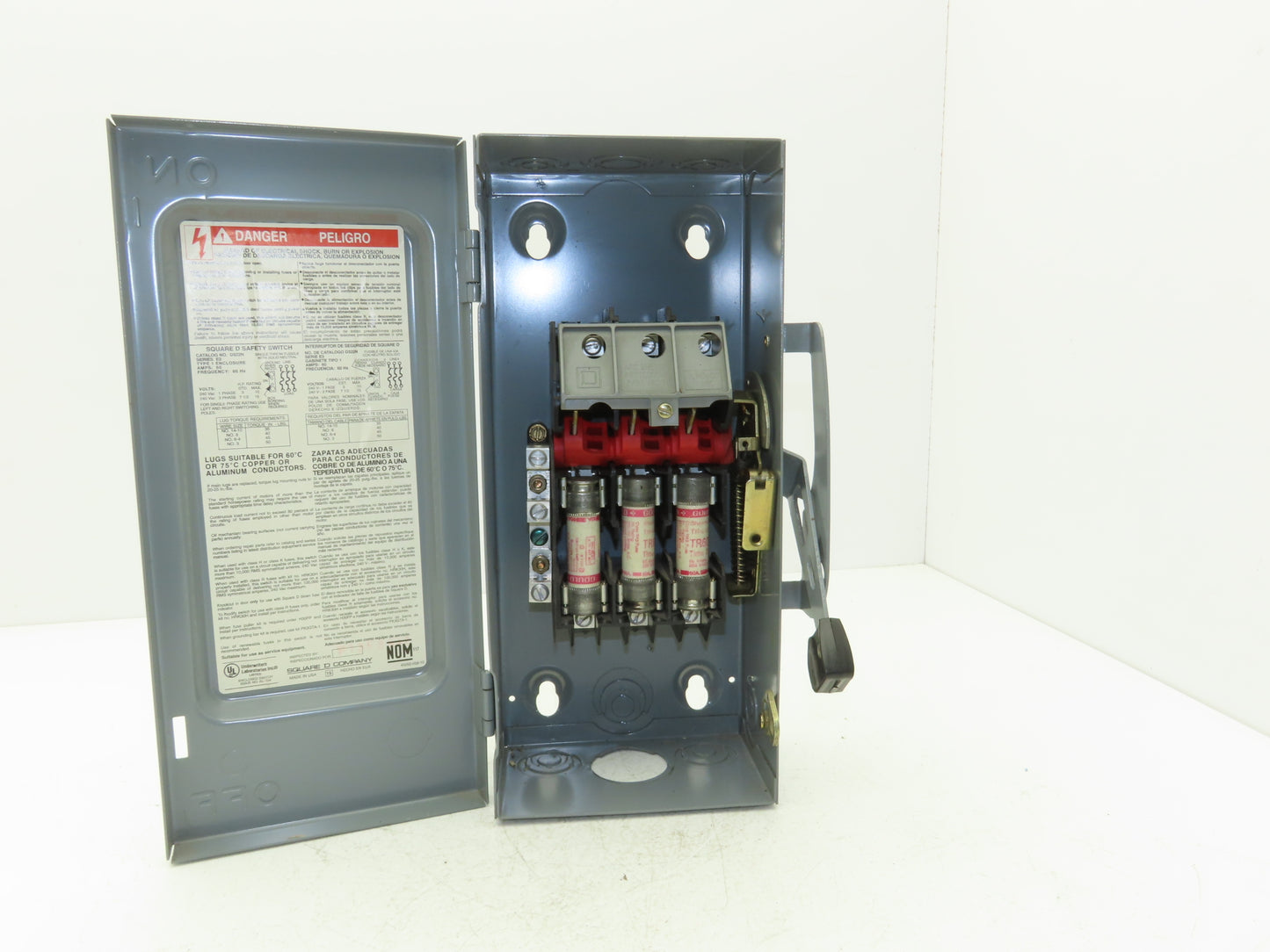 Square D D322N Safety Disconnect Switch 60 Amp 240VAC 3-Pole 4W NEMA Type 1