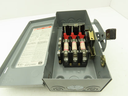 Square D D322N Safety Disconnect Switch 60 Amp 240VAC 3-Pole 4W NEMA Type 1