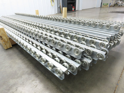 10' Pallet Rack Flow Rail Dual Skate Wheel Conveyor Track 119"  Lot of 24