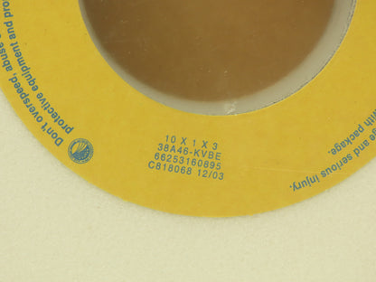 Norton 66253160895 White Grinding Wheel 10"OD x 1"W x 3"ID 2485 RPM 38A46-KVBE