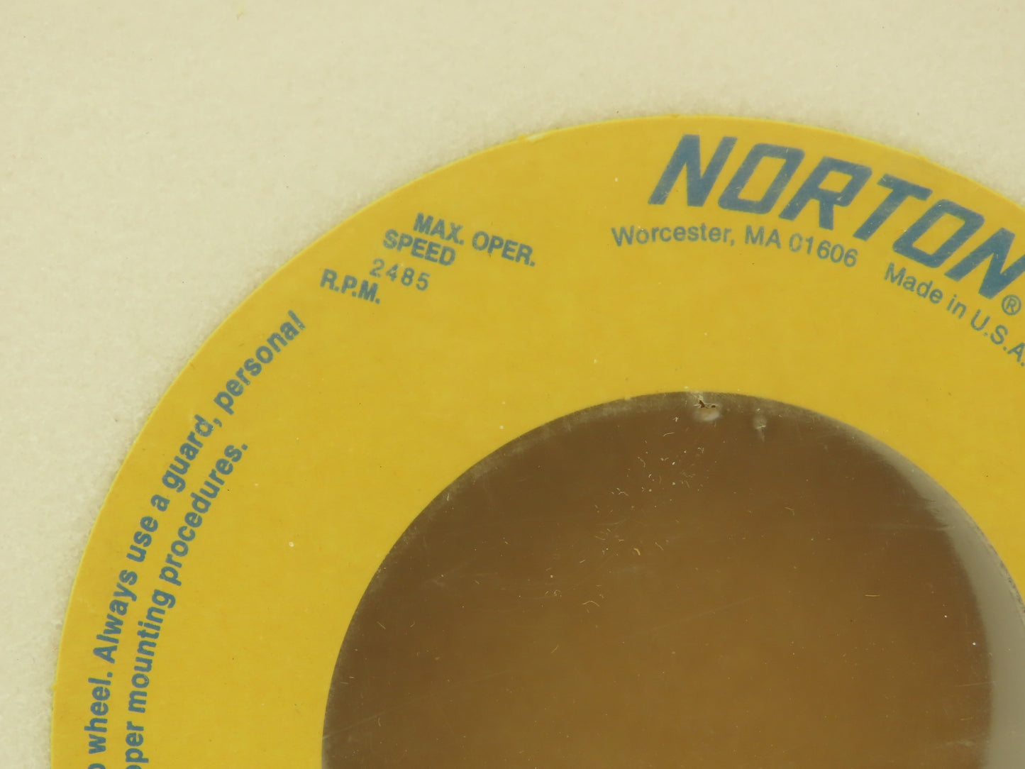 Norton 66253160895 White Grinding Wheel 10"OD x 1"W x 3"ID 2485 RPM 38A46-KVBE