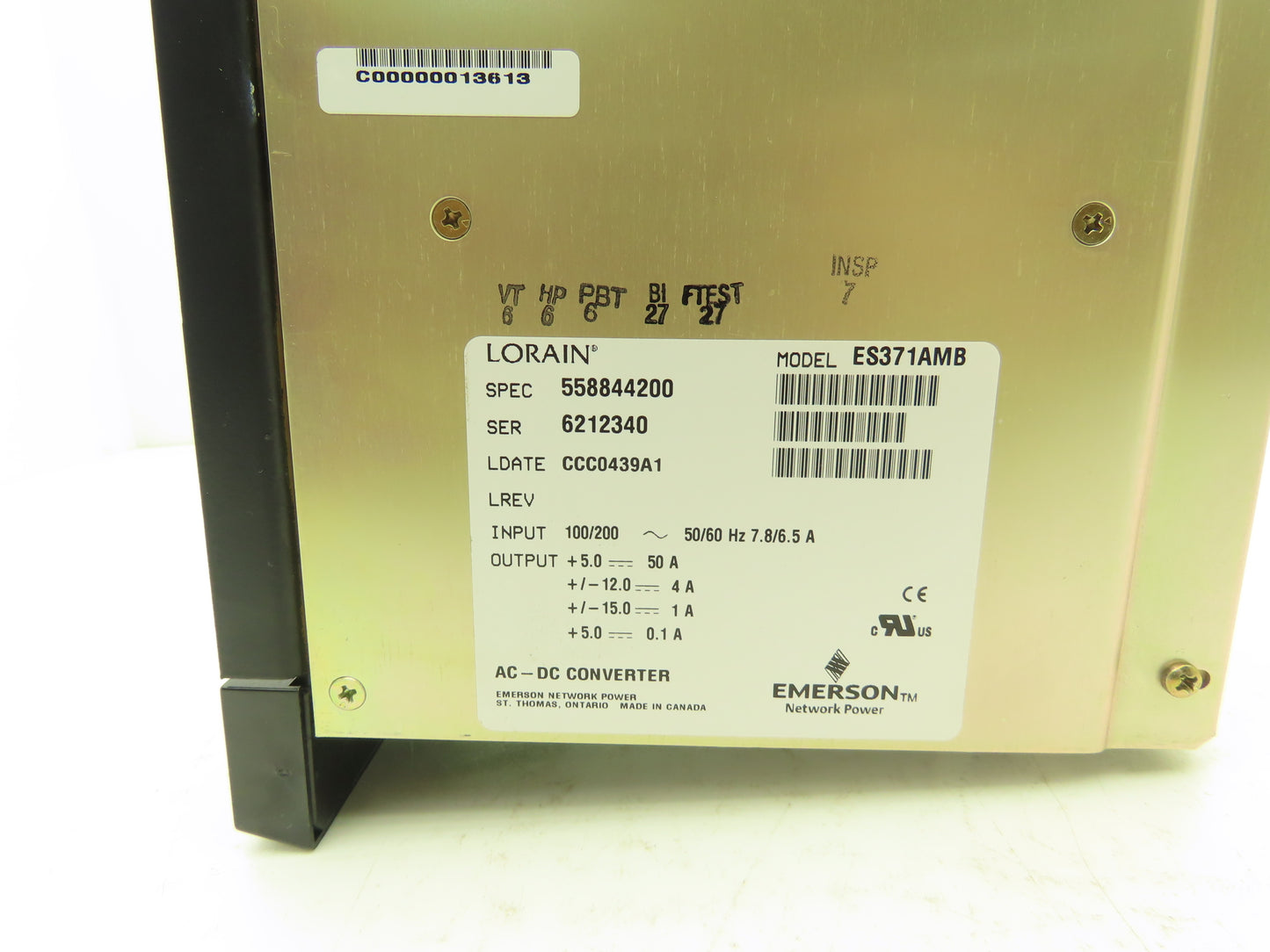 Reliance Electric 57493-A Slot Rack Power Supply 376 Watt Reltec Lorain ES371AMB