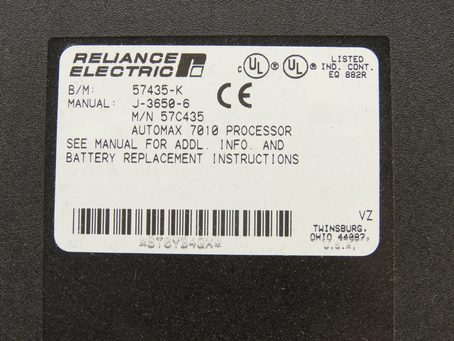 Reliance Electric 57435-K PLC Automax 7010 Processor Unit Module 57C435