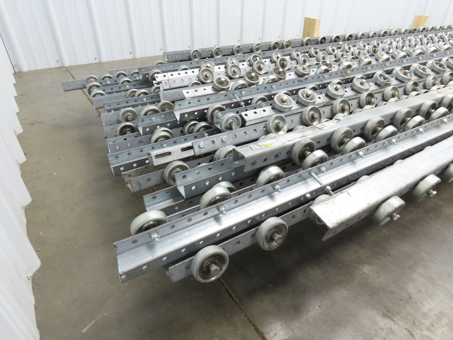 10'-11' Pallet Rack Flow Rail Skate Wheel Conveyor Track C-Channel  Lot of 30