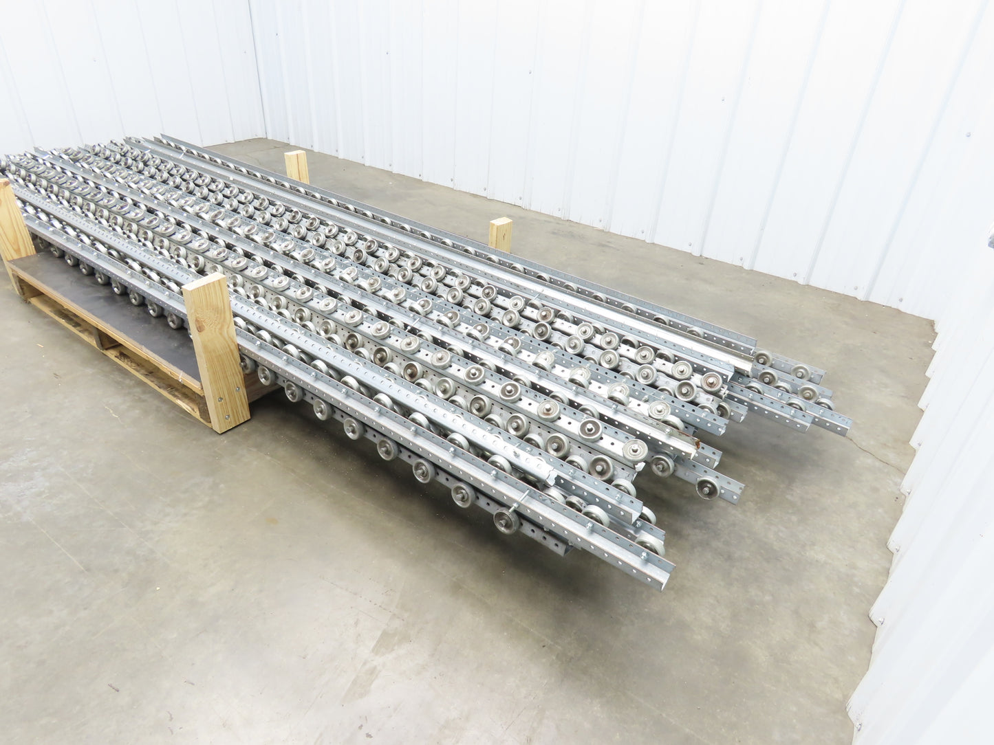 10'-11' Pallet Rack Flow Rail Skate Wheel Conveyor Track C-Channel  Lot of 30