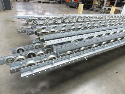 10'-11' Pallet Rack Flow Rail Skate Wheel Conveyor Track C-Channel  Lot of 30