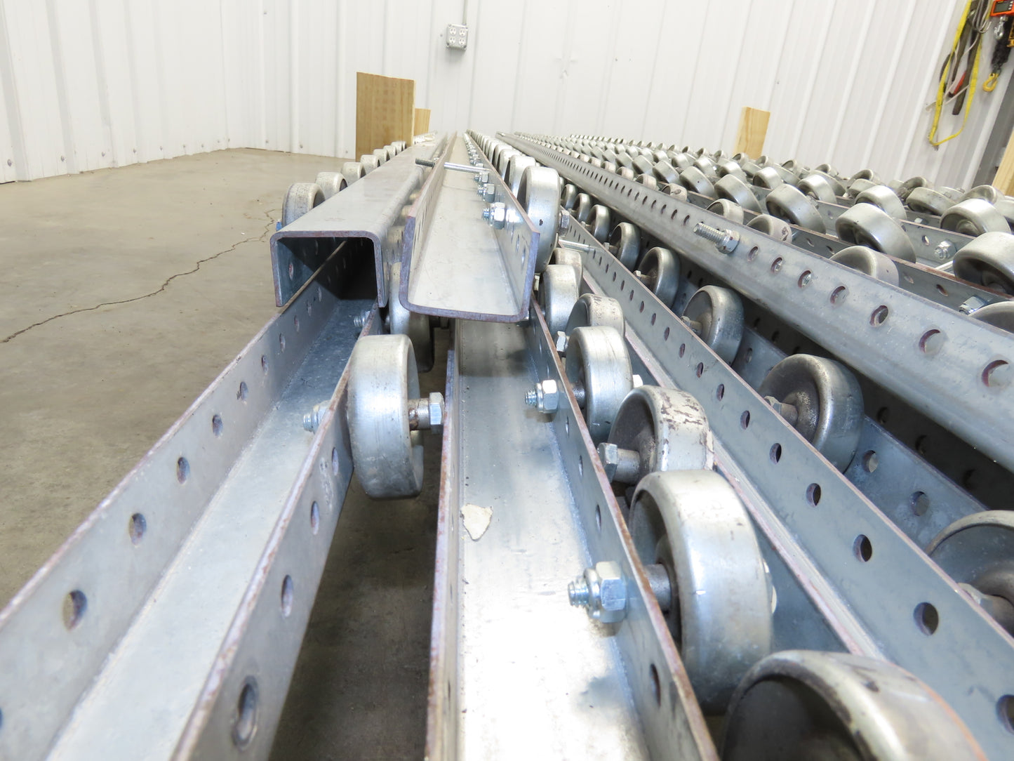 10'-11' Pallet Rack Flow Rail Skate Wheel Conveyor Track C-Channel  Lot of 30