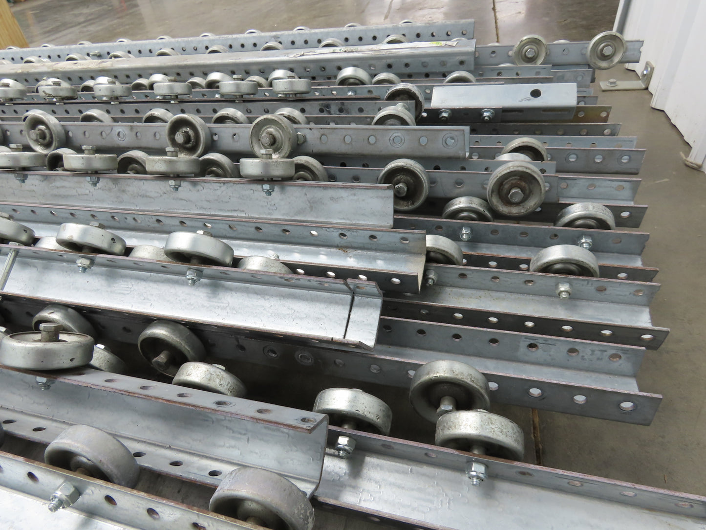 10'-11' Pallet Rack Flow Rail Skate Wheel Conveyor Track C-Channel  Lot of 30