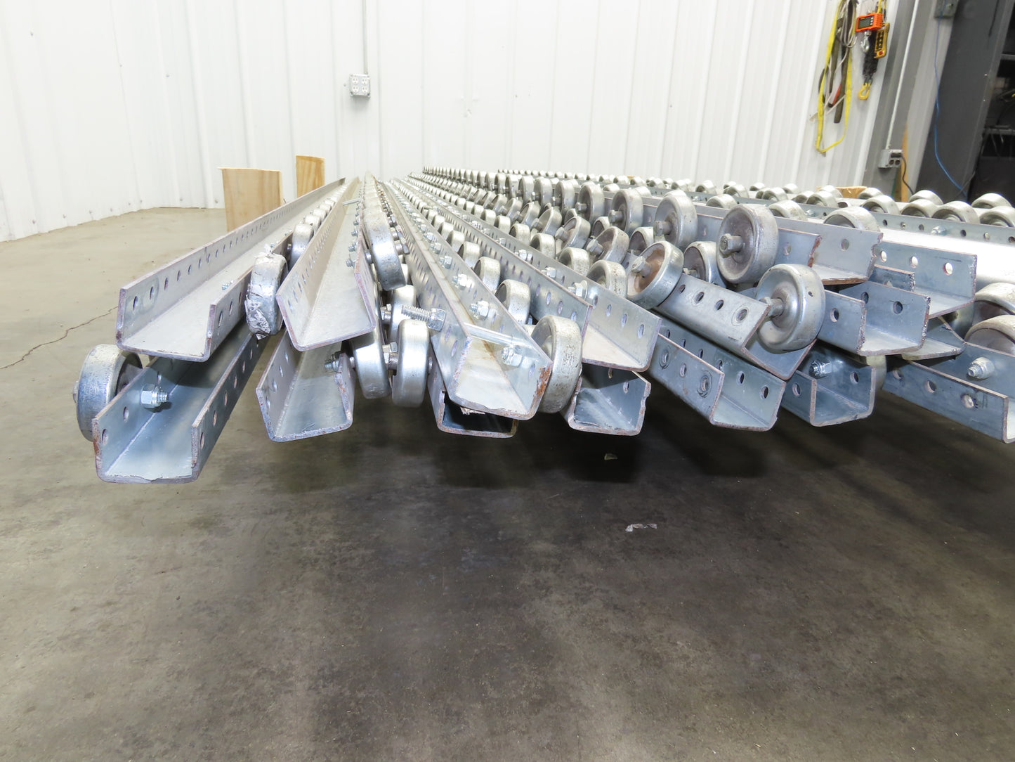 8'-9' Pallet Rack Flow Rail Skate Wheel Conveyor Track C-Channel  Lot of 30