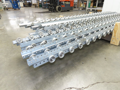 8'-9' Pallet Rack Flow Rail Skate Wheel Conveyor Track C-Channel  Lot of 30