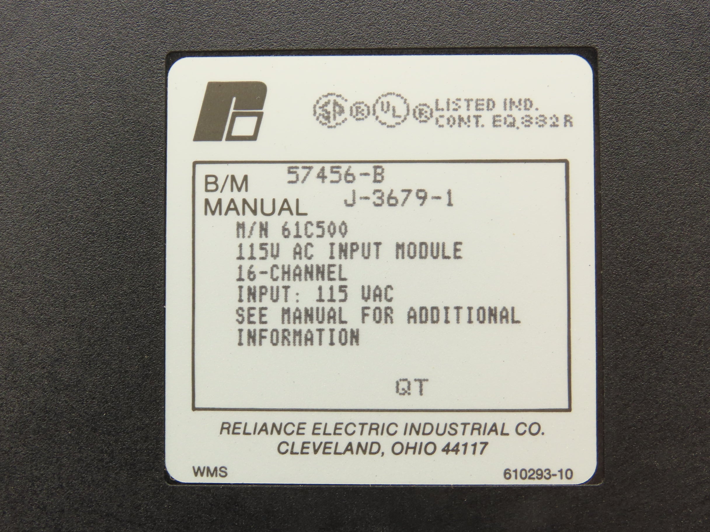 Plc Ac Output Module Reliance Electric 57456-B PLC AC Output Module 115V 16 Channel 61C500 ...