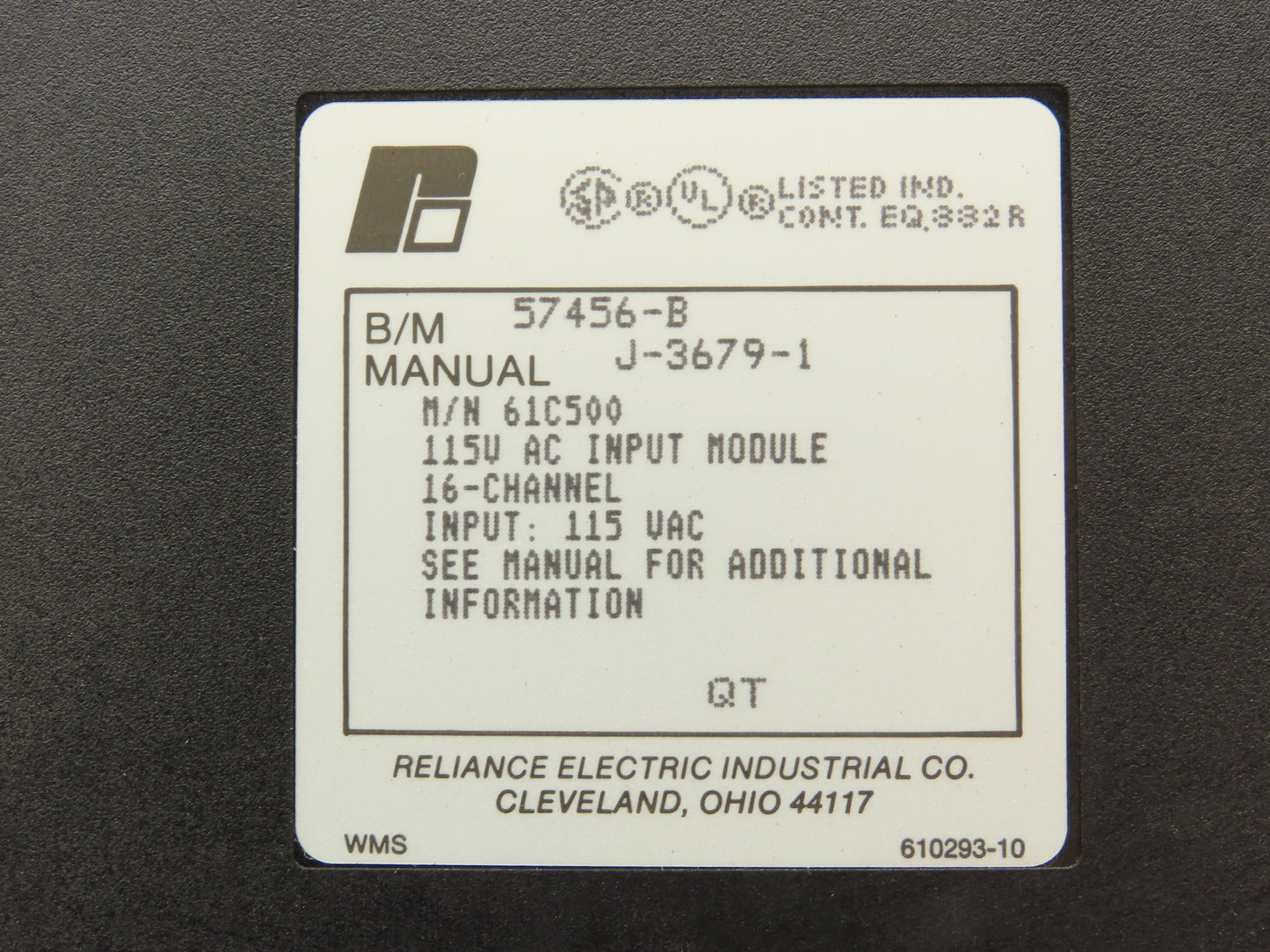 Reliance Electric 57456-B PLC AC Output Module 115V 16 Channel 61C500