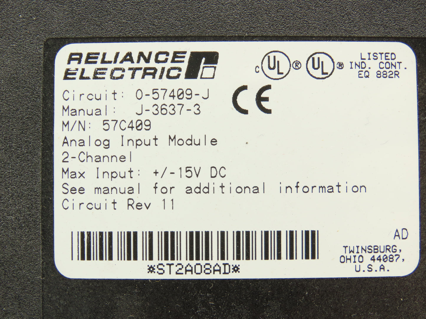 Reliance Electric 0-57409-J PLC Analog Input Module 2 Channel 57C409 Lot of 2