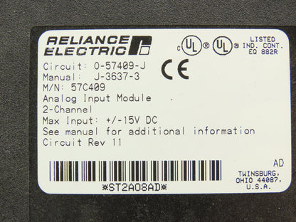 Reliance Electric 0-57409-J PLC Analog Input Module 2 Channel 57C409 Lot of 2