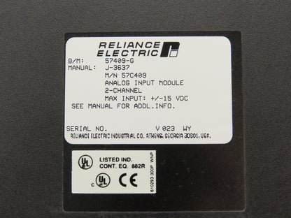 Reliance Electric 57409-G PLC Analog Input Module 2 Channel 57C409 Lot of 2