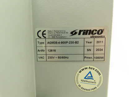 Rinco Ultrasonics AGM35-4-900P-230-B2 Ultrasonic Generator for Plastic Welding