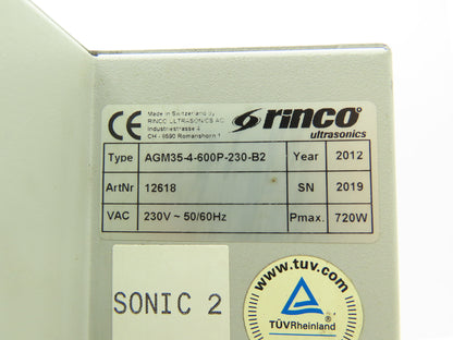Rinco Ultrasonics AGM35-4-600P-230-B2 Ultrasonic Generator for Plastic Welding