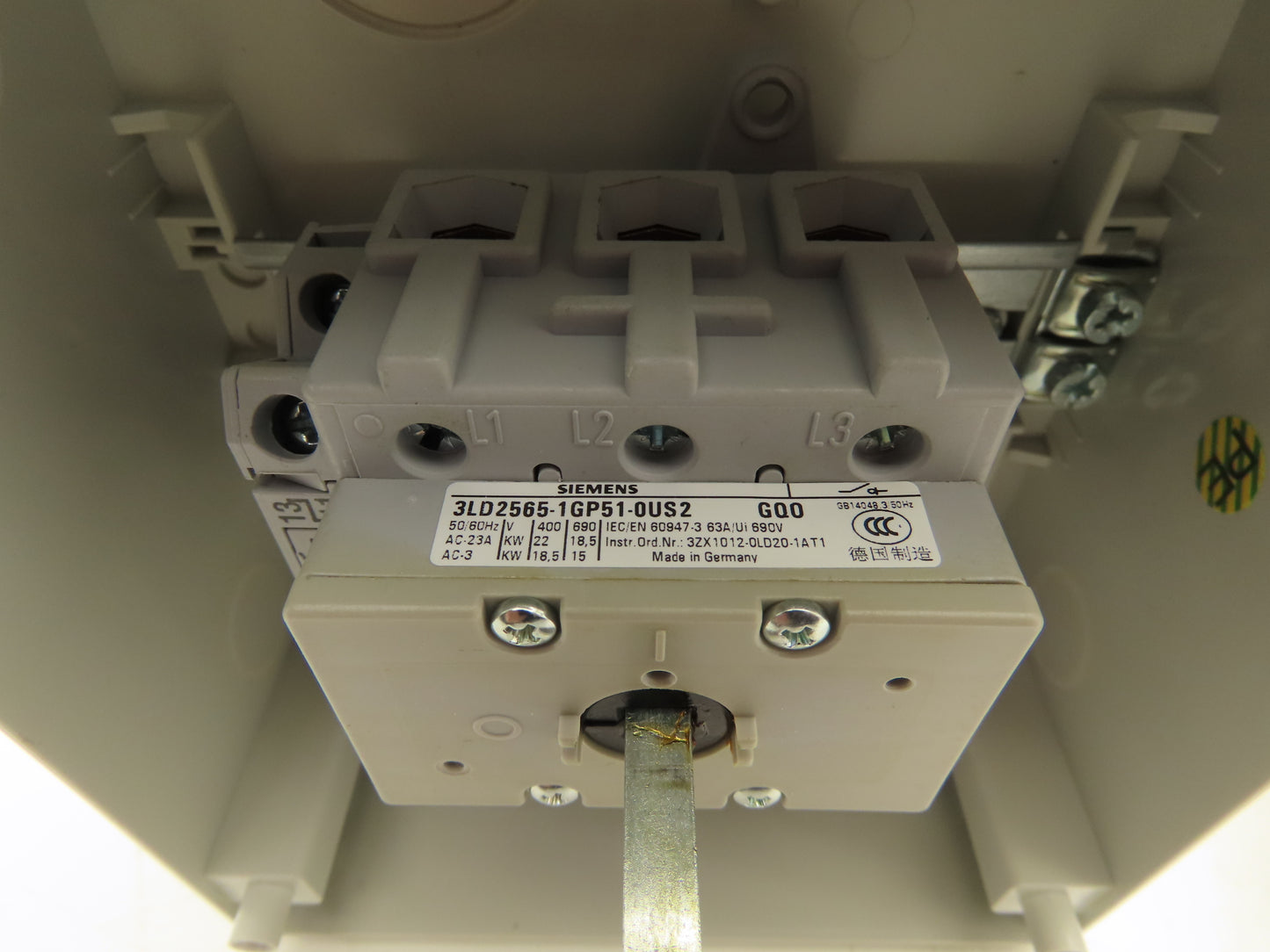 Siemens 3LD2565-1GP51-0US2 Rotary Disconnect Switch 63A 600VAC