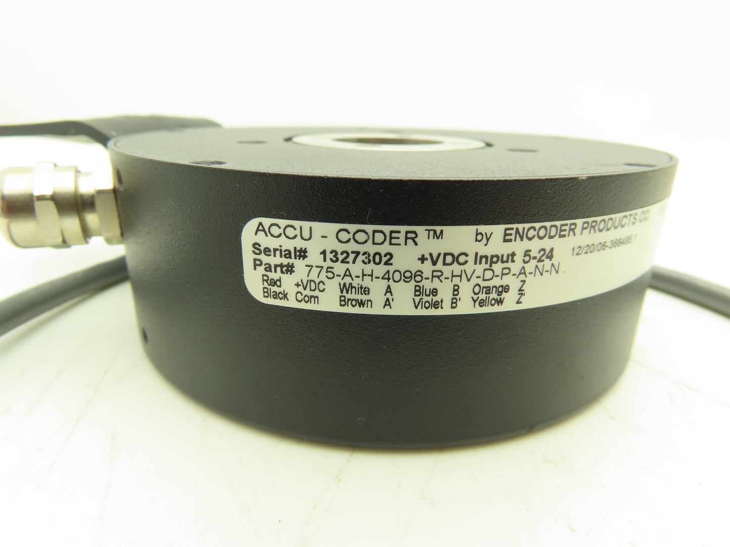 Accu-Coder 775-A-H-4096-R-HV-D-P-A-N-N Rotary Encoder 4096 PPR 1" Through Bore