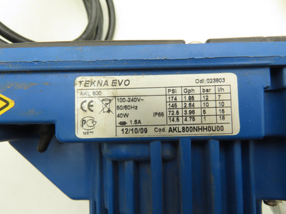 Seko AKL 800 Tekna EVO Diaphragm Metering Pump 14.5-174PSI 1.85-4.75Gph 100-240V